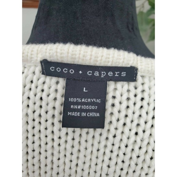 Coco + Capers Women's Ivory 100% Acrylic Long Sleeve Open Front Long Cardigan L - Picture 10 of 12